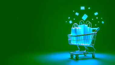 Vibrant shopping neon sales sign glowing against a dark background, highlighting major holiday discounts and shopping promotions for a striking retail advertising effect.