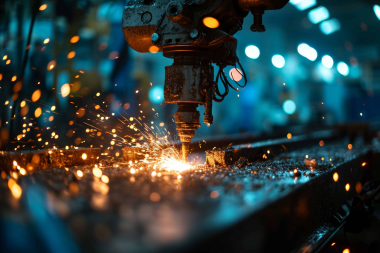 Factory inspector had cooperate checked the machinery parts in the automotive factory They had working solve the problem while welding fix the engine spare part in factory machinery industrial concept