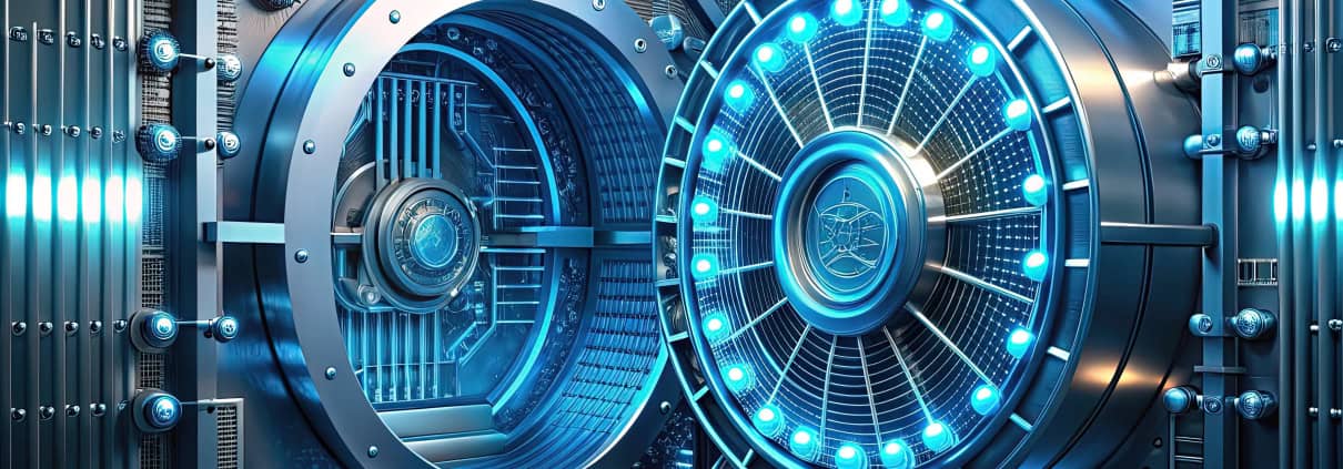 Enterprise Vault – visual illustration of a secure password vault solution from WALLIX, designed for privileged credential storage, access control and enterprise cybersecurity.