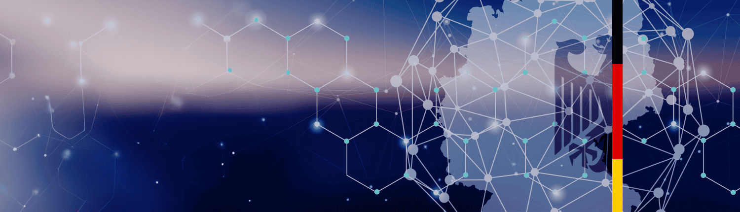 Banner with black, dark blue and light blue shade. German BSI logo with german flag. New Wallix certification