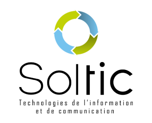 logo soltic with green and blue arrow completing each others to create a circle