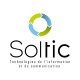 logo soltic with green and blue arrow completing each others to create a circle